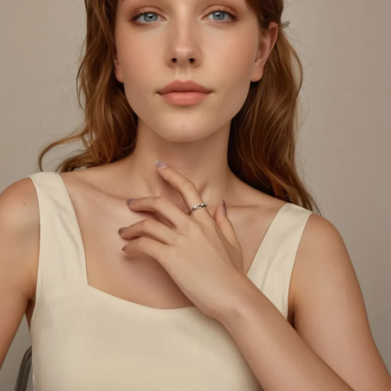 (slika za) PANDORA Style Simple Button Cord Ring - BSR586 - Ogled 9
