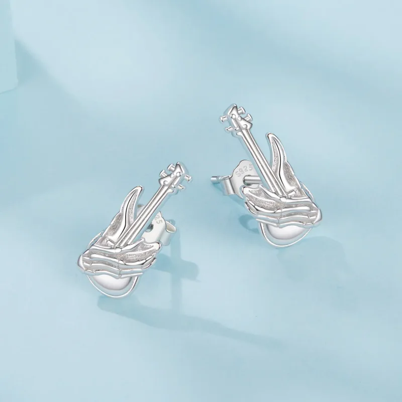 (slika za) PANDORA Style Skeleton Hand Bass Uhani - SCE1806 - Ogled 3