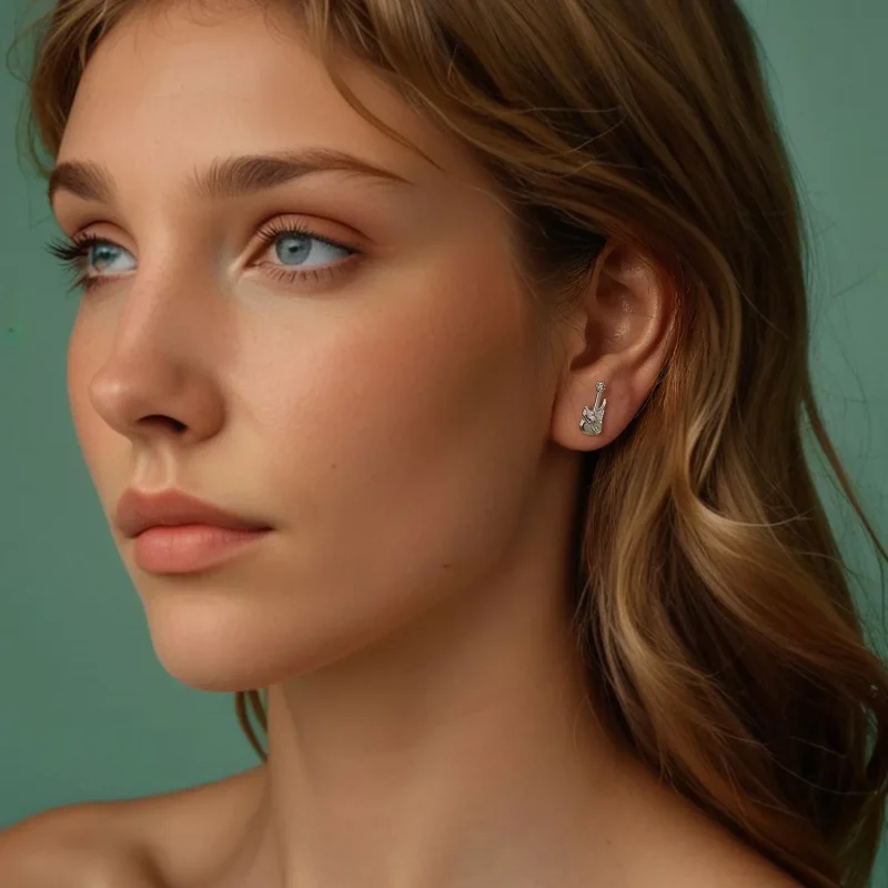 (slika za) PANDORA Style Skeleton Hand Bass Uhani - SCE1806 - Ogled 7