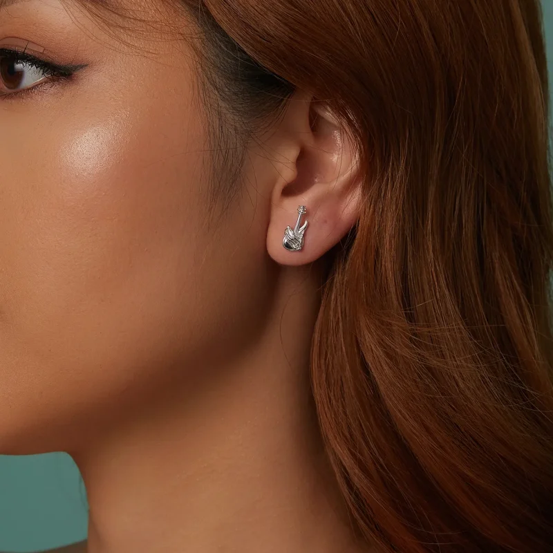 (slika za) PANDORA Style Skeleton Hand Bass Uhani - SCE1806 - Ogled 9