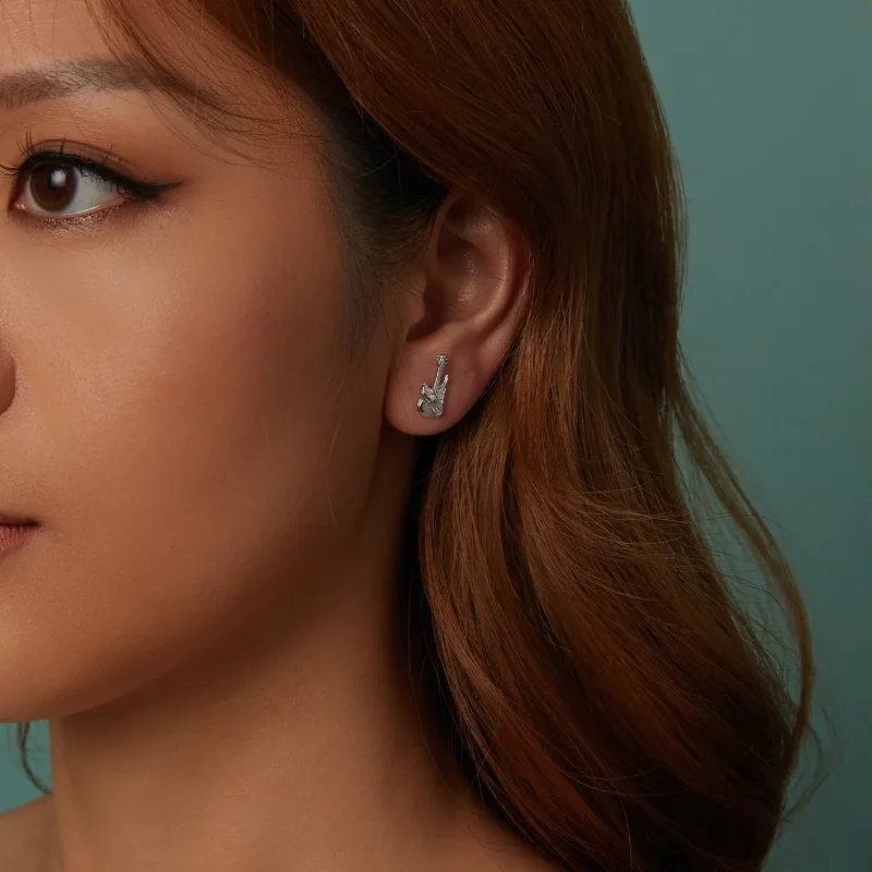 (slika za) PANDORA Style Skeleton Hand Bass Uhani - SCE1806 - Ogled 10