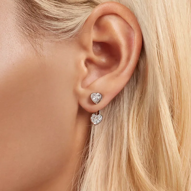 (slika za) PANDORA Style Sprednji in zadnji uhani v obliki srca - BSE1043 - Ogled 5