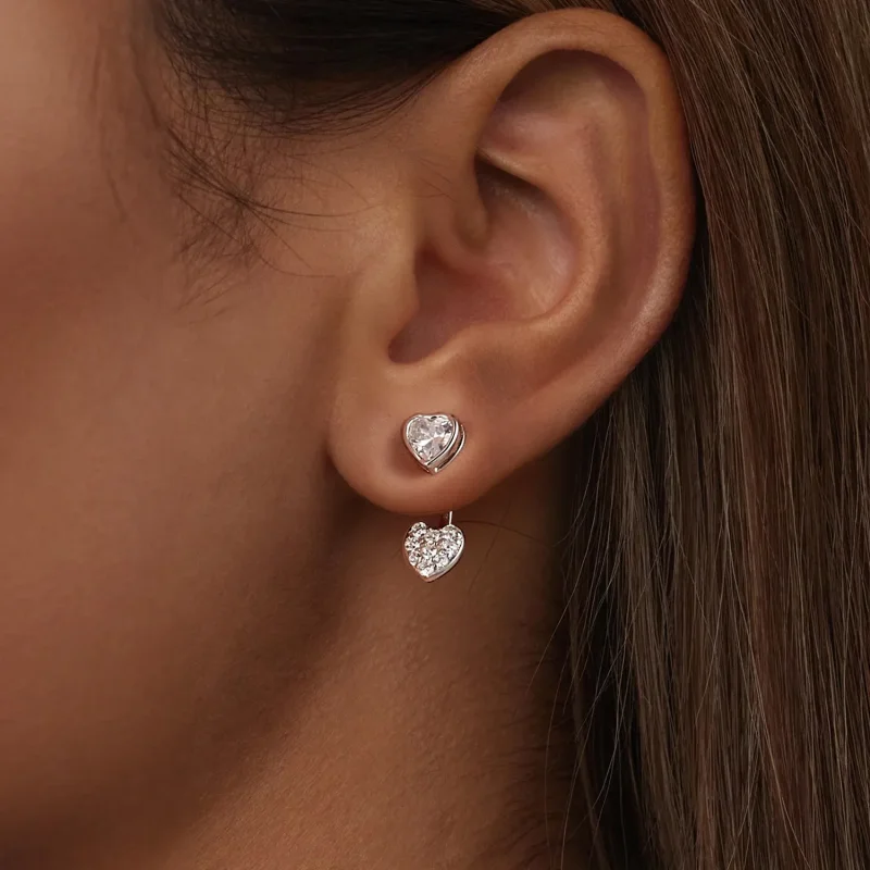 (slika za) PANDORA Style Sprednji in zadnji uhani v obliki srca - BSE1043 - Ogled 6