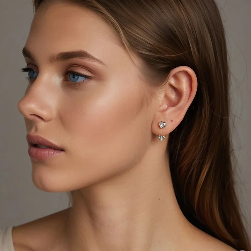 (slika za) PANDORA Style Sprednji in zadnji uhani v obliki srca - BSE1043 - Ogled 7