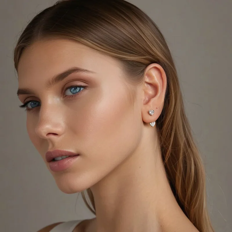 (slika za) PANDORA Style Sprednji in zadnji uhani v obliki srca - BSE1043 - Ogled 8