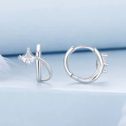 PANDORA Style Square cirkonijeve dvoslojne sponke za ušesa - BSE1052