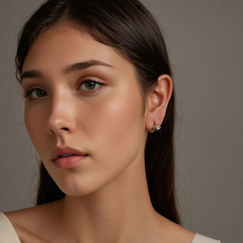 (slika za) PANDORA Style Square cirkonijeve dvoslojne sponke za ušesa - BSE1052 - Ogled 7