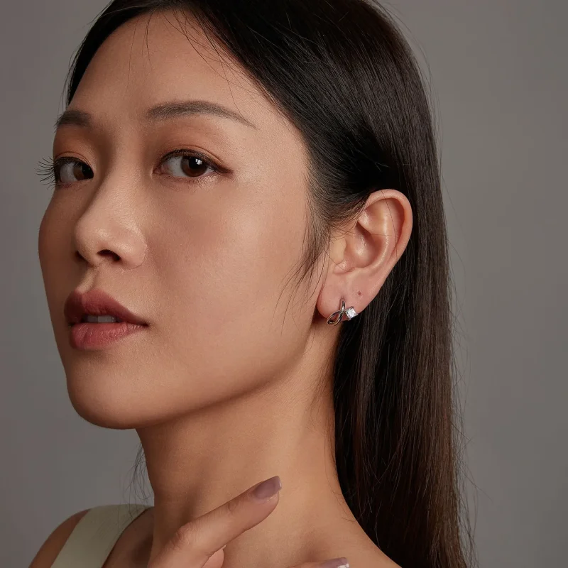 (slika za) PANDORA Style Square cirkonijeve dvoslojne sponke za ušesa - BSE1052 - Ogled 9