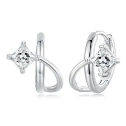 PANDORA Style Square cirkonijeve dvoslojne sponke za ušesa - BSE1052