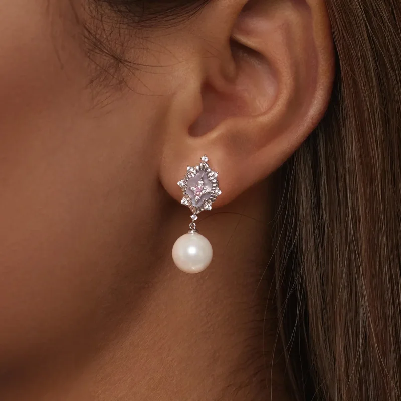 (slika za) PANDORA Style Starlight roza uhani - YIE246 - Ogled 6