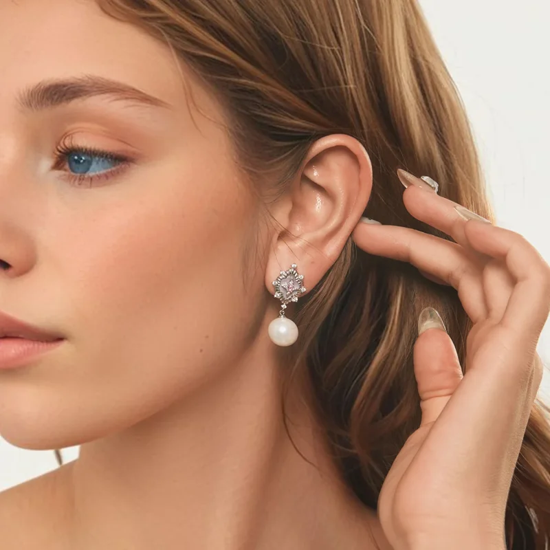 (slika za) PANDORA Style Starlight roza uhani - YIE246 - Ogled 8