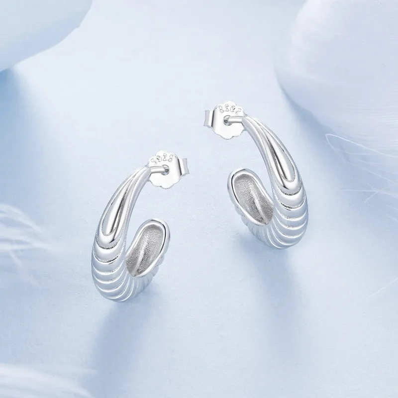 (slika za) PANDORA Style Temperament teksturirani uhani - BSE1058 - Ogled 3