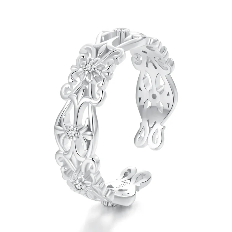 PANDORA Style Vintage širok prstan z vzorcem palače - BSR575-E