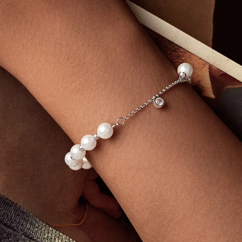 (slika za) PANDORA zapestnica z resicami iz perl v obliki školjke - BSB189 - Ogled 3