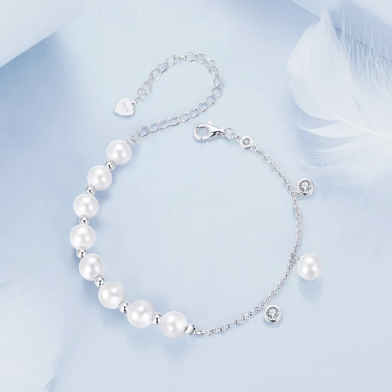 (slika za) PANDORA zapestnica z resicami iz perl v obliki školjke - BSB189 - Ogled 4