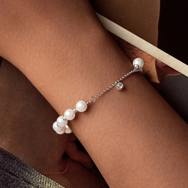 (slika za) PANDORA zapestnica z resicami iz perl v obliki školjke - BSB189 - Ogled 5