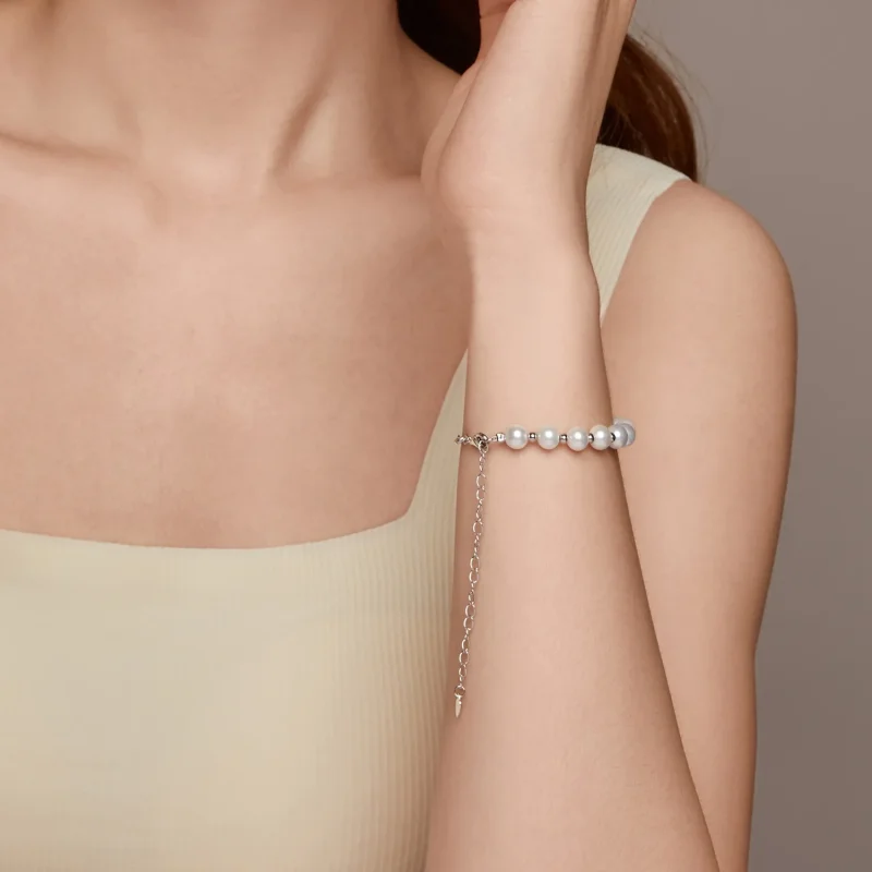 (slika za) PANDORA zapestnica z resicami iz perl v obliki školjke - BSB189 - Ogled 9