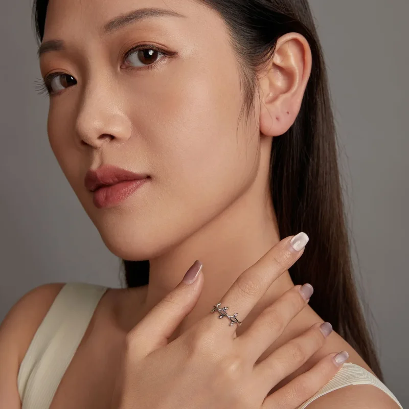 (slika za) Prstan v obliki listov PANDORA - BSR581 - Ogled 3