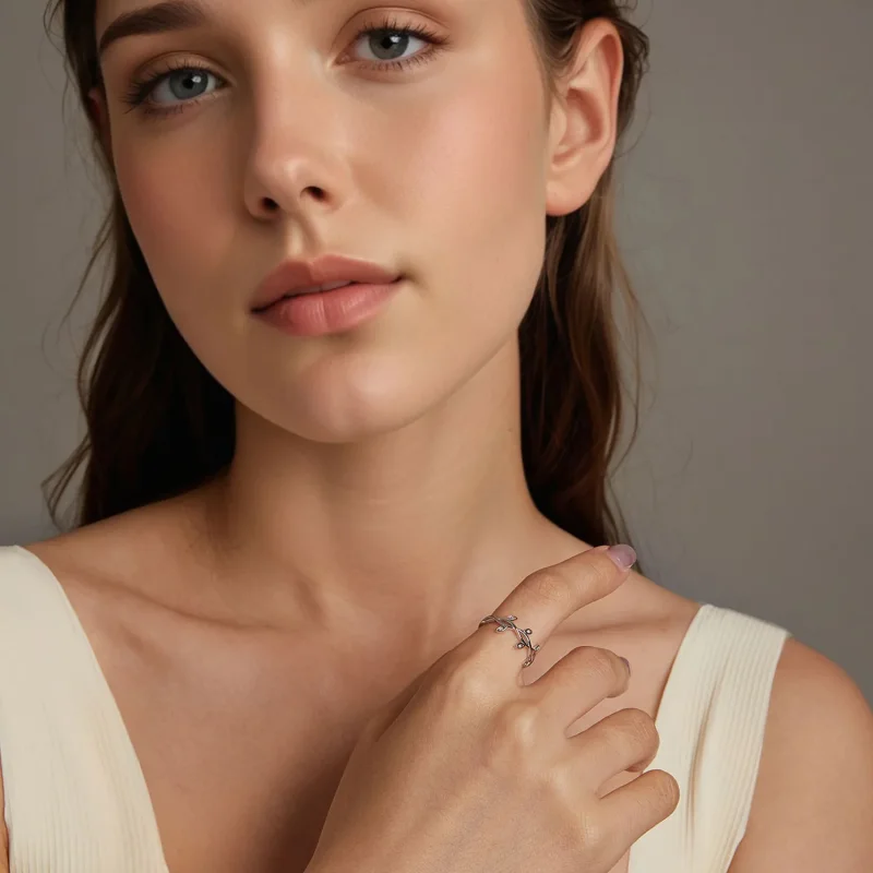 (slika za) Prstan v obliki listov PANDORA - BSR581 - Ogled 8