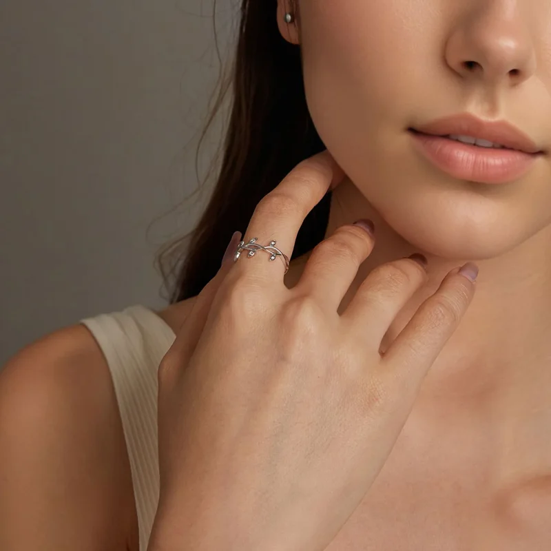 (slika za) Prstan v obliki listov PANDORA - BSR581 - Ogled 9