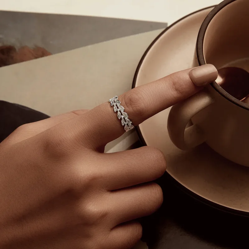 (slika za) Prstan v obliki listov PANDORA - BSR600 - Ogled 6