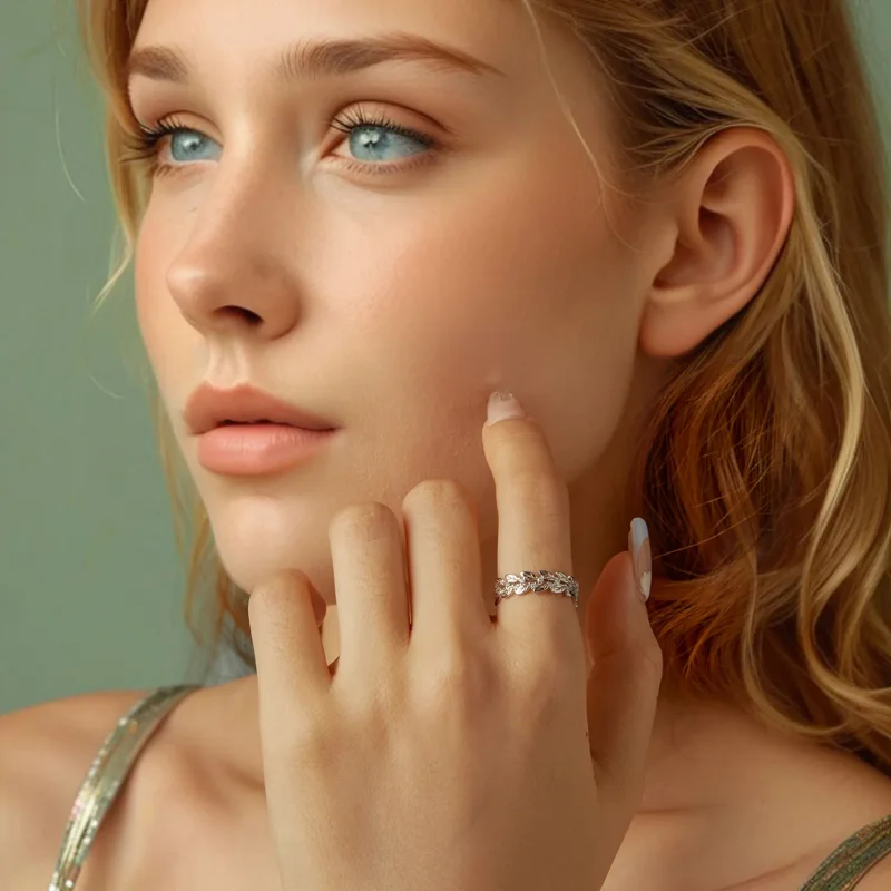 (slika za) Prstan v obliki listov PANDORA - BSR600 - Ogled 8