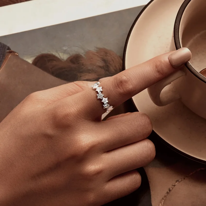 (slika za) Prstan z zvezdico v stilu PANDORA - BSR585 - Ogled 6