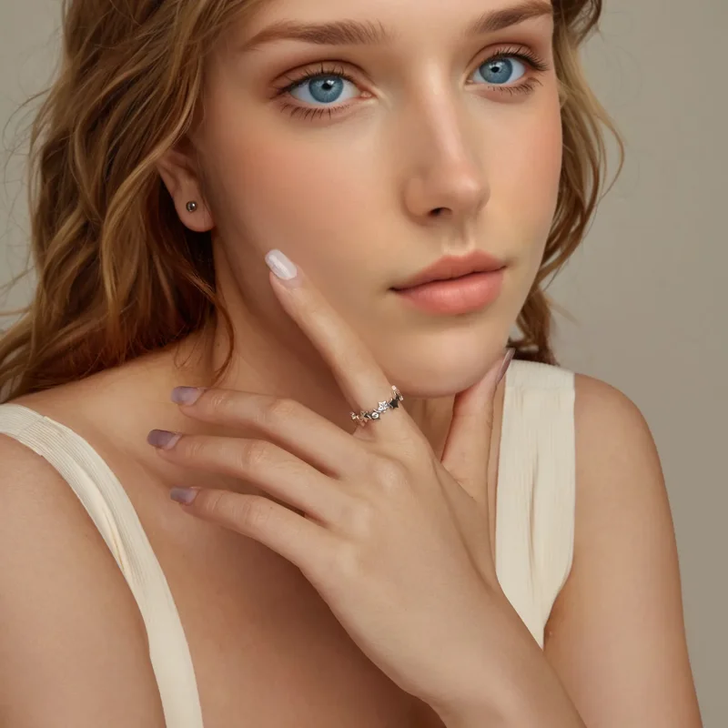 (slika za) Prstan z zvezdico v stilu PANDORA - BSR585 - Ogled 8