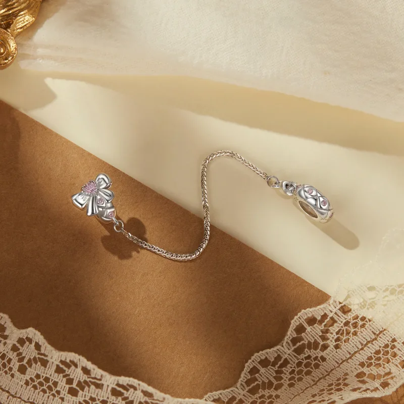 (slika za) Silikonska varnostna veriga s lokom v stilu PANDORA - BSC1053 - Ogled 2