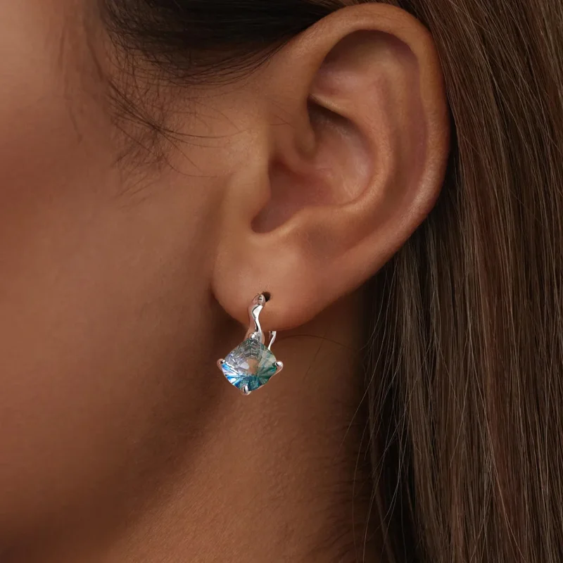 (slika za) Turkizni uhani s turmalinom v stilu PANDORA - BSE1047 - Ogled 6