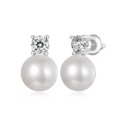 Uhani iz naravnega bisera PANDORA Style 0,5ct iz moissanita - MSE042-L