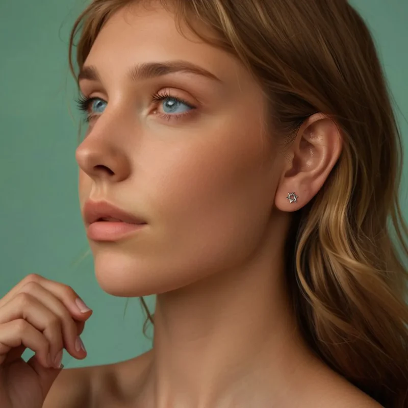 (slika za) Uhani s šesterokrako zvezdo v stilu PANDORA - SCE1809 - Ogled 7