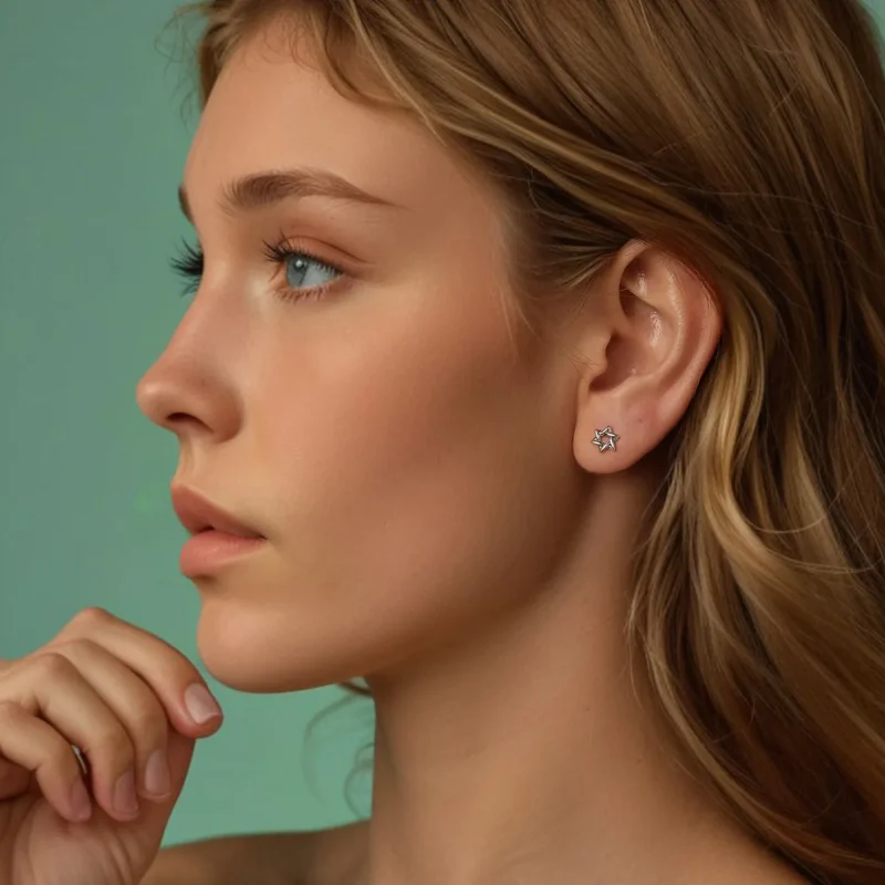 (slika za) Uhani s šesterokrako zvezdo v stilu PANDORA - SCE1809 - Ogled 8