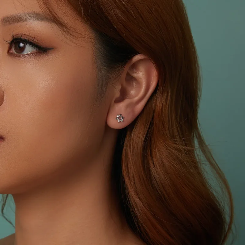 (slika za) Uhani s šesterokrako zvezdo v stilu PANDORA - SCE1809 - Ogled 9