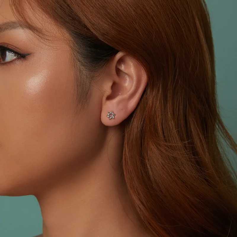 (slika za) Uhani s šesterokrako zvezdo v stilu PANDORA - SCE1809 - Ogled 10