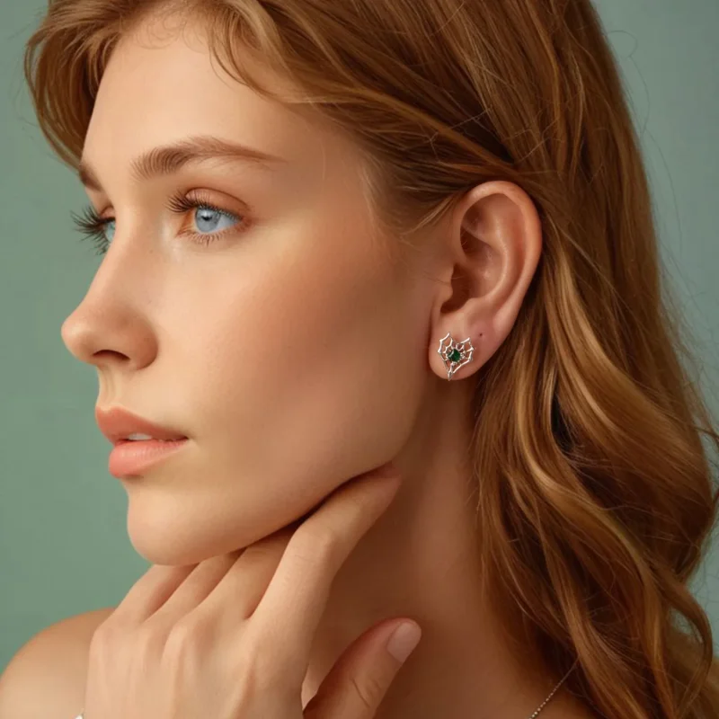 (slika za) Uhani s pajkovo mrežo v obliki srca v slogu PANDORA - SCE1797 - Ogled 7