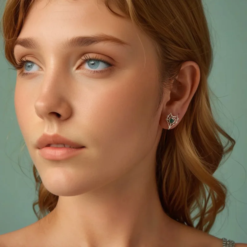 (slika za) Uhani s pajkovo mrežo v obliki srca v slogu PANDORA - SCE1797 - Ogled 8