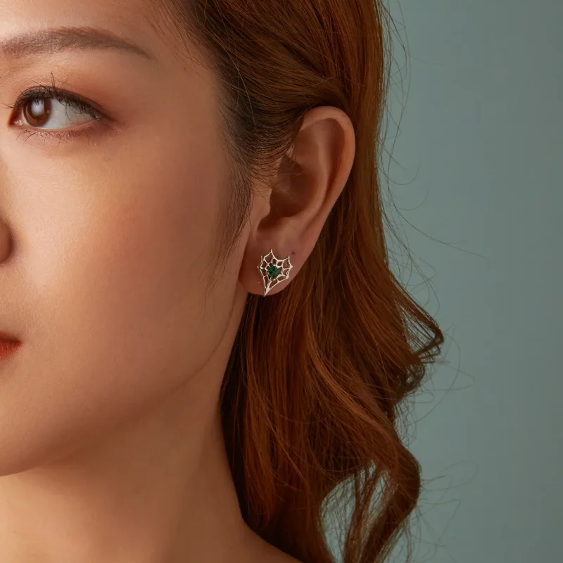 (slika za) Uhani s pajkovo mrežo v obliki srca v slogu PANDORA - SCE1797 - Ogled 9