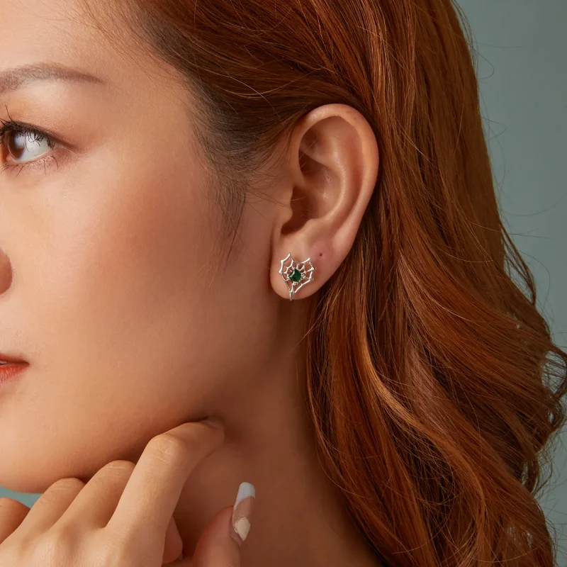 (slika za) Uhani s pajkovo mrežo v obliki srca v slogu PANDORA - SCE1797 - Ogled 10