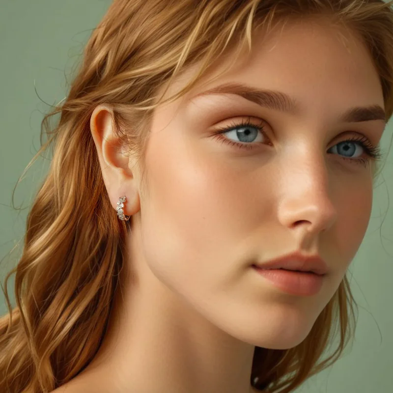 (slika za) Uhani v obliki listov PANDORA - BSE1086 - Ogled 7