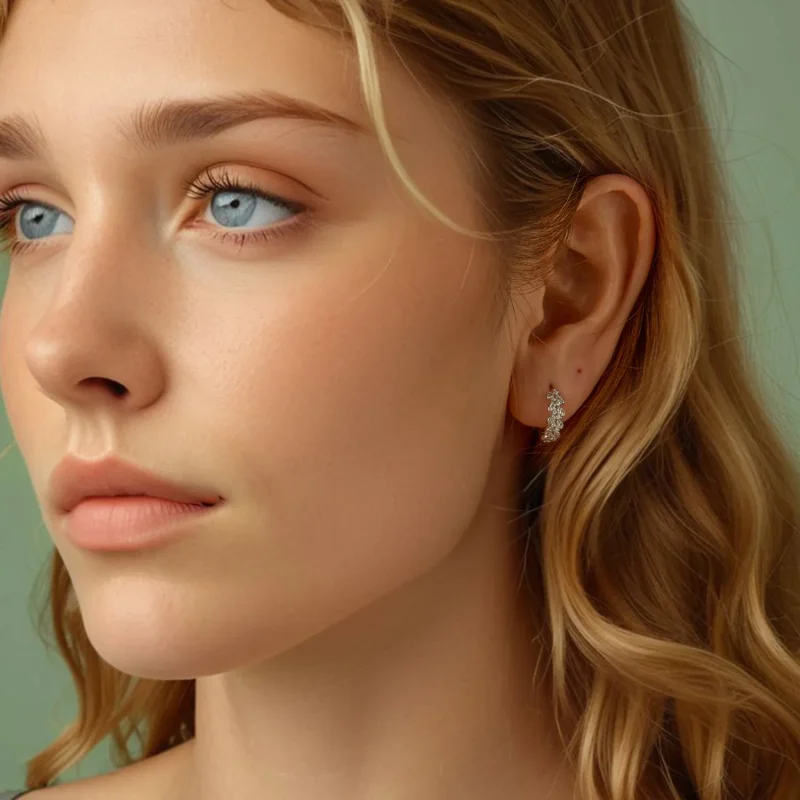 (slika za) Uhani v obliki listov PANDORA - BSE1086 - Ogled 8