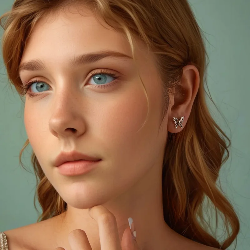 (slika za) Uhani v obliki lobanje v obliki metulja PANDORA - SCE1798 - Ogled 7