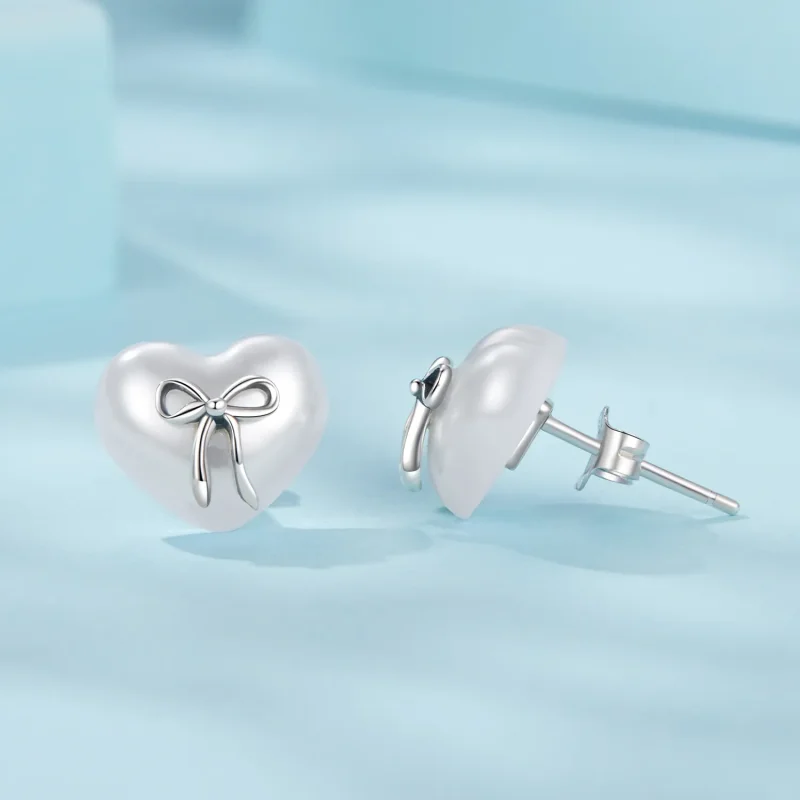 (slika za) Uhani v obliki srca s pentljo v stilu PANDORA - SCE1810 - Ogled 4