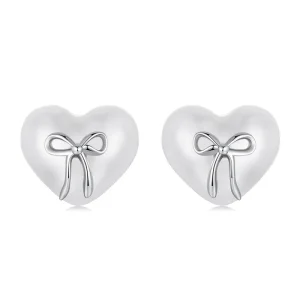 (slika za) Uhani v obliki srca s pentljo v stilu PANDORA - SCE1810