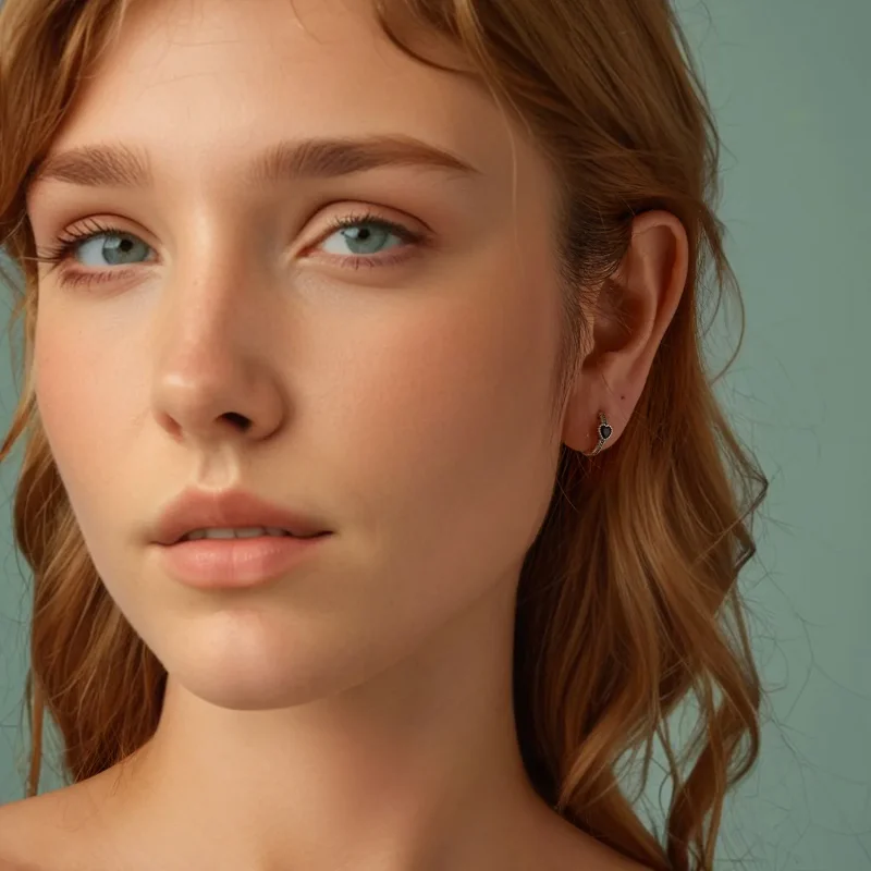 (slika za) Uhani v slogu PANDORA Srce noči - SCE1800 - Ogled 7