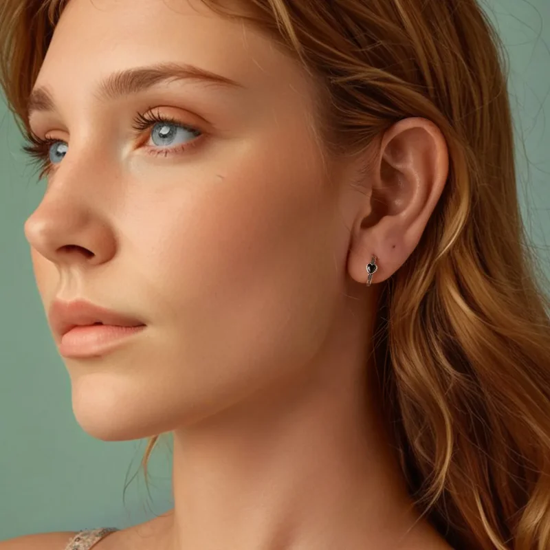 (slika za) Uhani v slogu PANDORA Srce noči - SCE1800 - Ogled 8