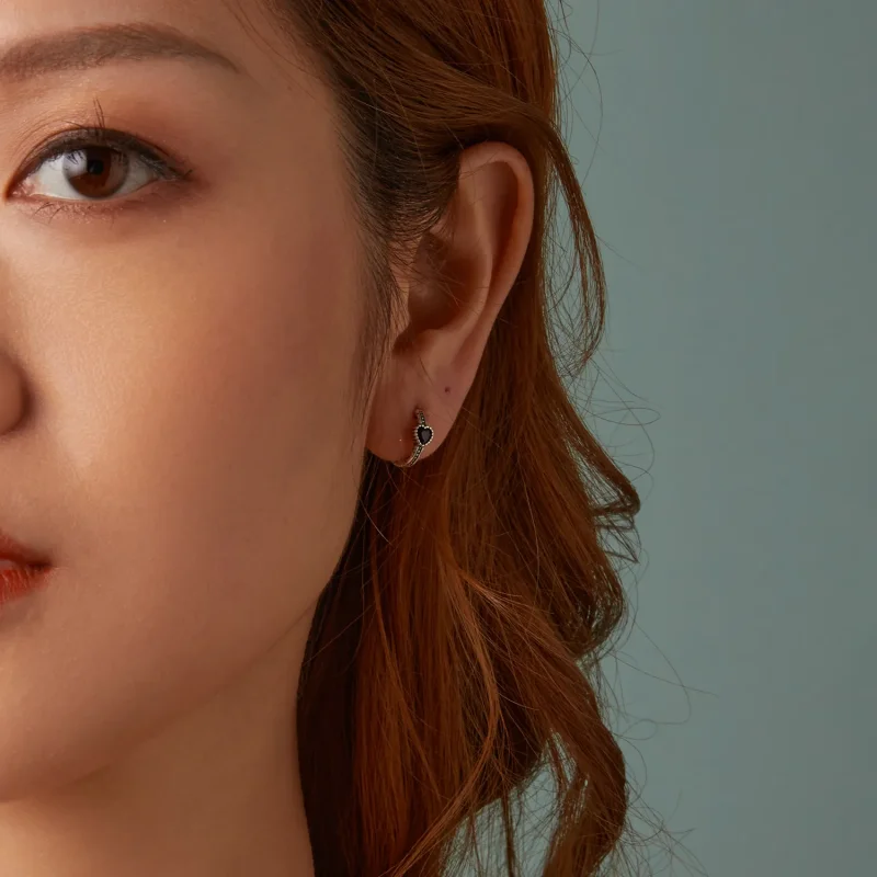 (slika za) Uhani v slogu PANDORA Srce noči - SCE1800 - Ogled 9