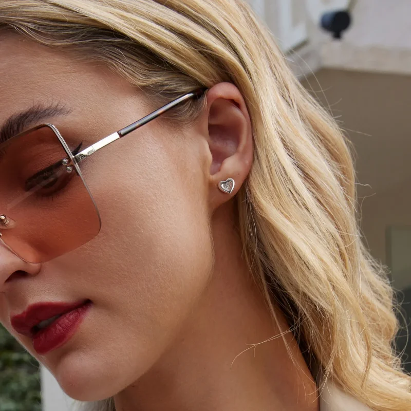 (slika za) Uhani v slogu PANDORA v obliki srca in zvezdnega izbruha - BSE1045 - Ogled 7