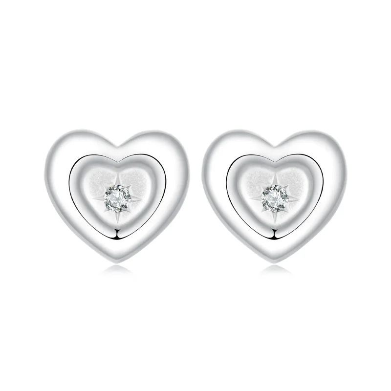 (slika za) Uhani v slogu PANDORA v obliki srca in zvezdnega izbruha - BSE1045 - Slika izdelka