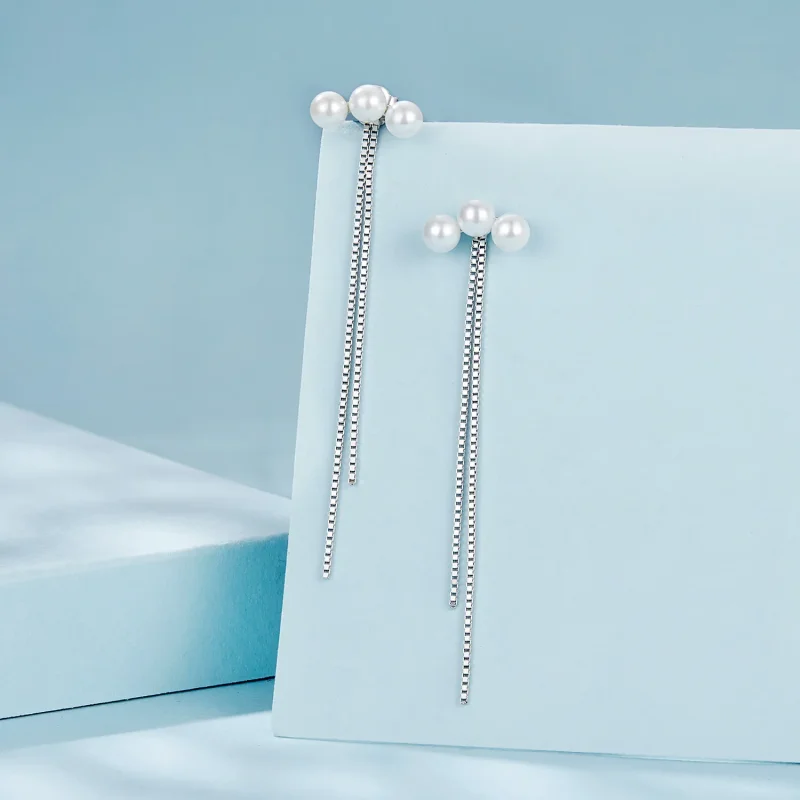 (slika za) Uhani z bisernimi resicami v stilu PANDORA - SCE1777 - Ogled 2